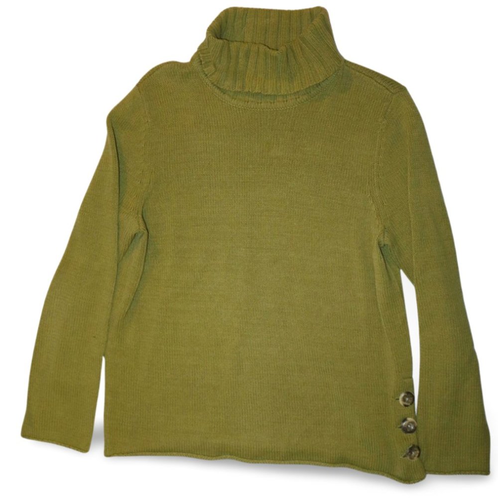 J JILL Green Turtleneck Sweater Sz Medium